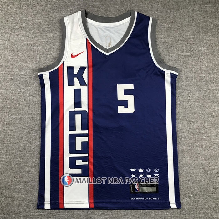 Maillot Enfant Sacramento Kings De'aaron Fox NO 5 2023-24 Ville Bleu